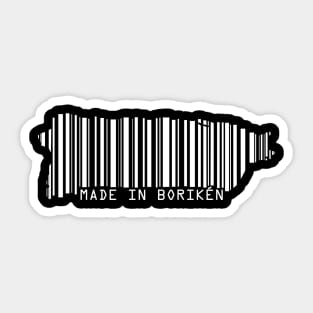 Puerto Rico Map Made in Boriken Barcode White Design Sticker